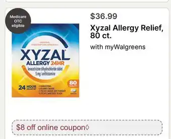 Walgreens Xyzal Allergy Relief, 80 ct offer