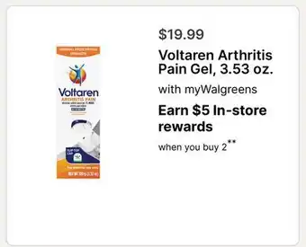 Walgreens Voltaren Arthritis Pain Gel, 3.53 oz offer
