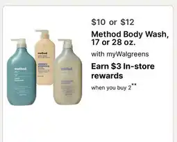 Walgreens Method Body Wash, 17 or 28 oz offer