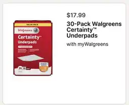 Walgreens 30-Pack Walgreens Certainty Underpads offer