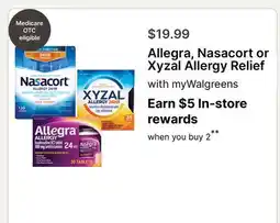 Walgreens Allegra, Nasacort or Xyzal Allergy Relief offer
