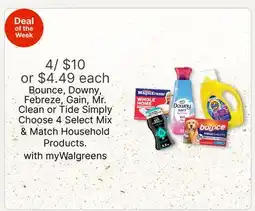 Walgreens Bounce, Downy, Febreze, Gain, Mr. Clean or Tide Simply offer