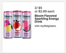 Walgreens Bloom Flavored Sparkling Energy Drink offer