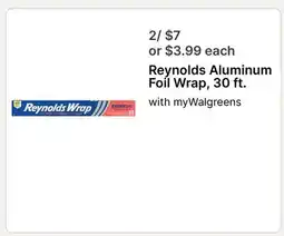 Walgreens Reynolds Aluminum Foil Wrap, 30 ft offer