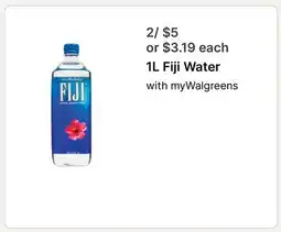Walgreens 1L Fiji Water offer