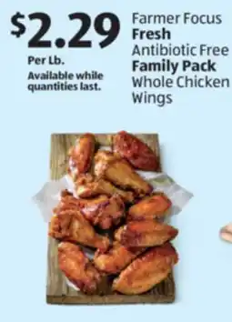 Aldi Farmer Focus Fresh Antibiotic Free Family Pack Whole Chicken Wings offer