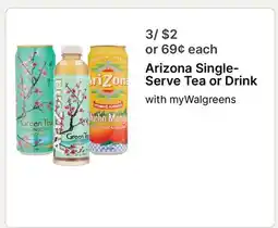 Walgreens Arizona Single-Serve Tea or Drink offer