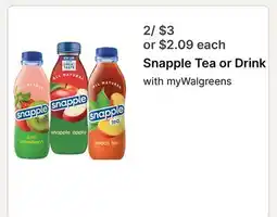 Walgreens Snapple Tea or Drink offer