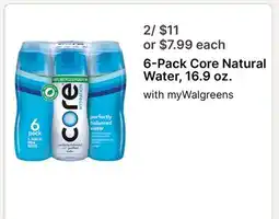 Walgreens 6-Pack Core Natural Water, 16.9 oz offer