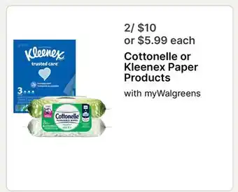 Walgreens Cottonelle or Kleenex Paper Products offer