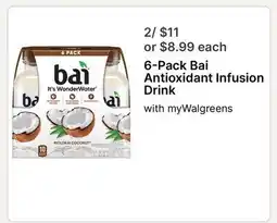 Walgreens 6-Pack Bai Antioxidant Infusion Drink offer