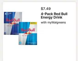 Walgreens 4-Pack Red Bull Energy Drink offer
