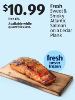 Aldi Fresh Sweet & Smoky Atlantic Salmon on a Cedar Plank offer