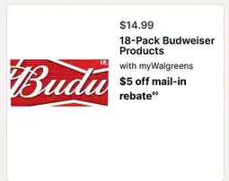 Walgreens 18-Pack Budweiser Products offer