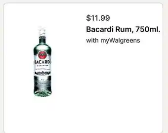 Walgreens Bacardi Rum, 750ml offer