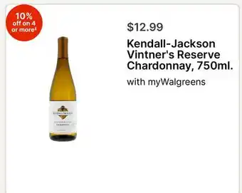 Walgreens Kendall-Jackson Vintner's Reserve Chardonnay, 750ml offer