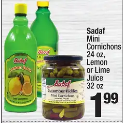 Super King Markets Sadaf Mini Cornichons 24 oz, Lemon or Lime Juice 32 oz offer