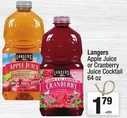 Super King Markets Langers Apple Juice or Cranberry Juice Cocktail offer