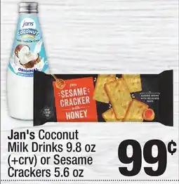 Super King Markets Jan's Coconut Milk Drinks 9.8 oz Sesame Crackers 5.6 oz offer