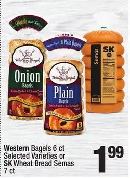 Super King Markets Western Bagels 6 ct or SK Wheat Bread Semas 7 ct offer