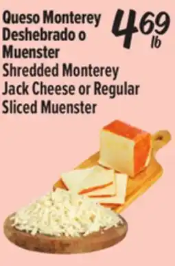 El Super Shredded Monterey Jack Cheese or Regular Sliced Muenster offer