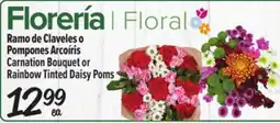 El Super Carnation Bouquet or Rainbow Tinted Daisy Poms offer