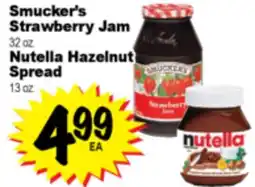 Superior Grocers Smucker's Strawberry 32 oz. Nutella Jam Hazelnut Spread 13 oz offer