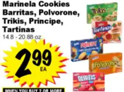 Superior Grocers Marinela Cookies Barritas, Polvorone, Trikis, Principe, Tartinas offer