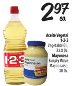 El Super Fresh 1-2-3 Vegetable Oil 33.8 Oz or Simply Value Mayonnaise 30 Oz offer