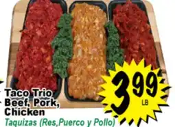 Superior Grocers Taco Trio Beef, Pork, chicken offer