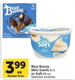 Vons Blue Bunny Mini Swirls 8 ct. or Soft 46 oz offer