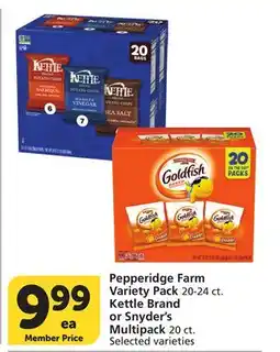 Vons Pepperidge Farm Variety Pack 20-24 ct. Kettle Brand or Snyder's Multipack 20 ct offer