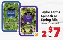 Vallarta Supermarkets Taylor Farms Spinach or Spring Mix offer