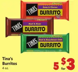 Vallarta Supermarkets Tina's Burritos offer