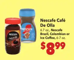 Vallarta Supermarkets Nescafe Café De Olla, 6.7 oz., Nescafe Brazil, Colombian or Ice Coffee, 6-7 oz offer
