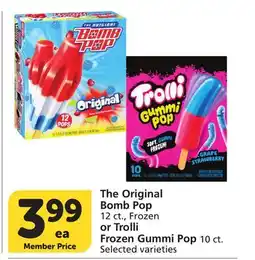 Albertsons The Original Bomb Pop 12 ct., Frozen or Trolli Frozen Gummi Pop 10 ct offer