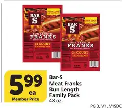 Albertsons Bar-S Meat Franks Bun Length Family Pack offer