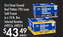 Smart & Final First Street Ground Beef Patties 70% Lean Sold Frozen in a 10 lb. Box offer