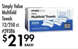 Smart & Final Simply Value Multifold Towels offer