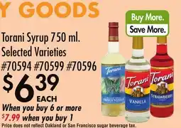 Smart & Final Torani Syrup offer