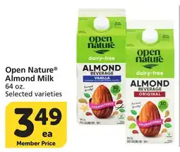 Albertsons Open Nature Almond Milk offer