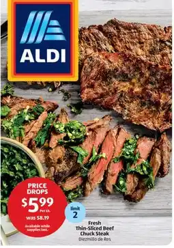 Aldi Fresh Thin-Sliced Beef Chuck Steak offer