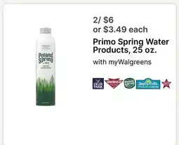 Walgreens Primo Spring Water Products offer