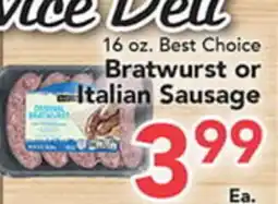 Eurofresh Market 16 oz. Best Choice Bratwurst or Italian Sausage offer