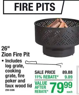 Menards 26 Zion Fire Pit offer