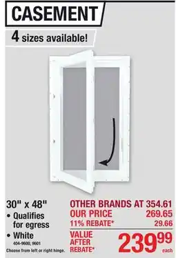 Menards CASEMENT 30 x 48 offer