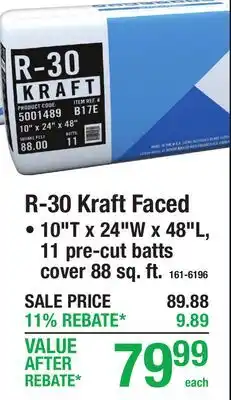 Menards R-30 Kraft Faced Fiberglass Insulation offer