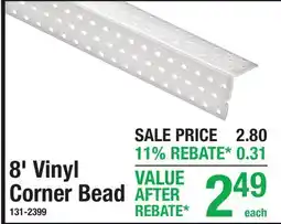 Menards 8' Vinyl Corner Bead offer