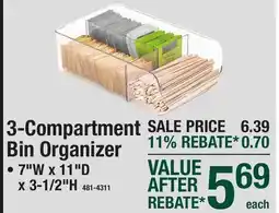 Menards 3-Compartment Bin Organizer offer