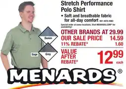 Menards Stretch Performance Polo Shirt offer